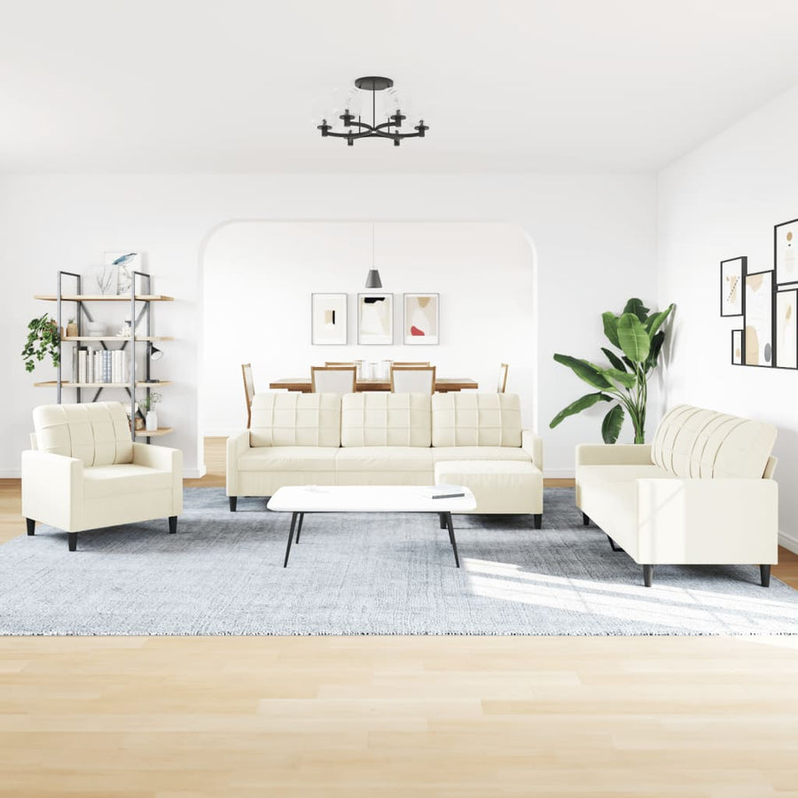 4-delige Loungeset met kussens fluweel crèmekleurig