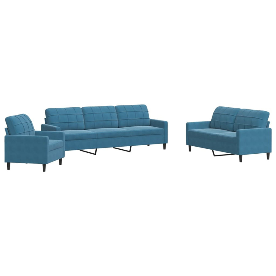 4-delige Loungeset met kussens fluweel blauw