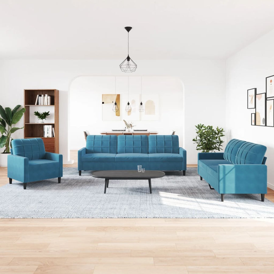 4-delige Loungeset met kussens fluweel blauw