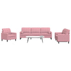 3-delige Loungeset met kussens en bolsters fluweel roze