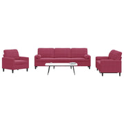 Loungeset 3-delig fluweel wijnrood