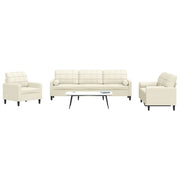 Loungeset 3-delig fluweel crèmekleurig