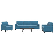 Loungeset 3-delig fluweel blauw
