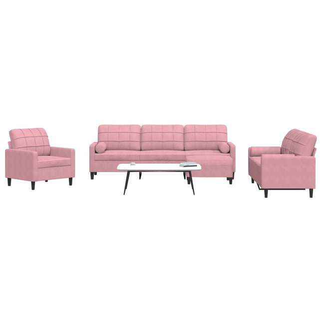 4-delige Loungeset met kussens en bolsters fluweel roze