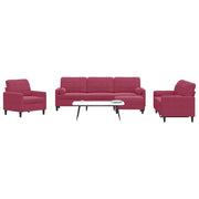 Loungeset 4-delig fluweel wijnrood