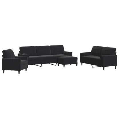 4-delige Loungeset met kussens en bolsters fluweel zwart