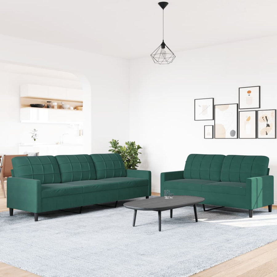 2-delige Loungeset met kussens fluweel donkergroen
