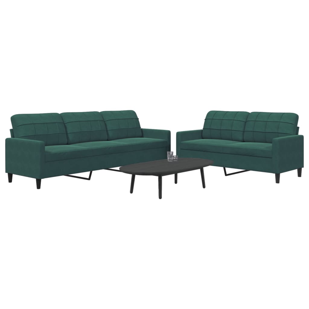 2-delige Loungeset met kussens fluweel donkergroen