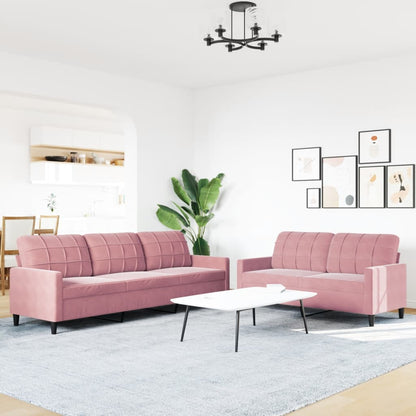 2-delige Loungeset met kussens fluweel roze