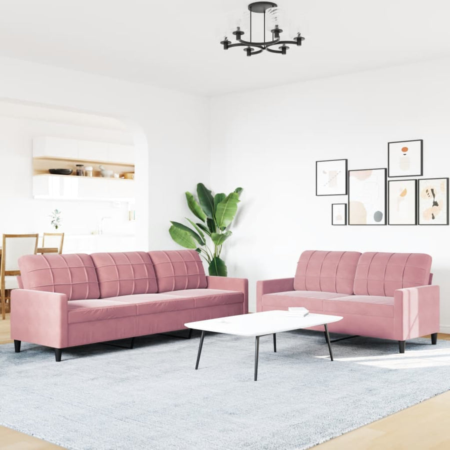2-delige Loungeset met kussens fluweel roze