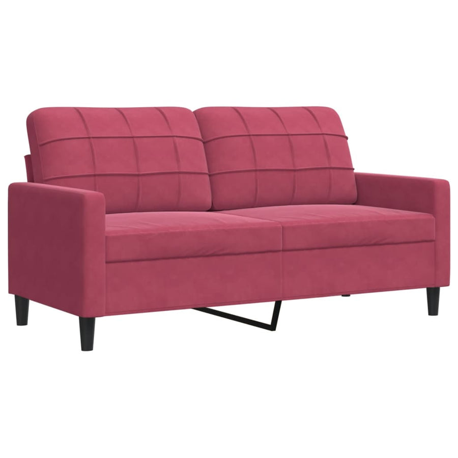 2-delige Loungeset met kussens fluweel wijnrood