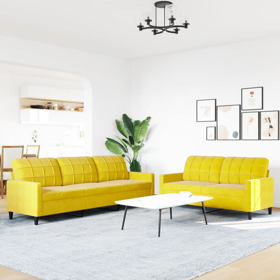 2-delige Loungeset met kussens fluweel geel