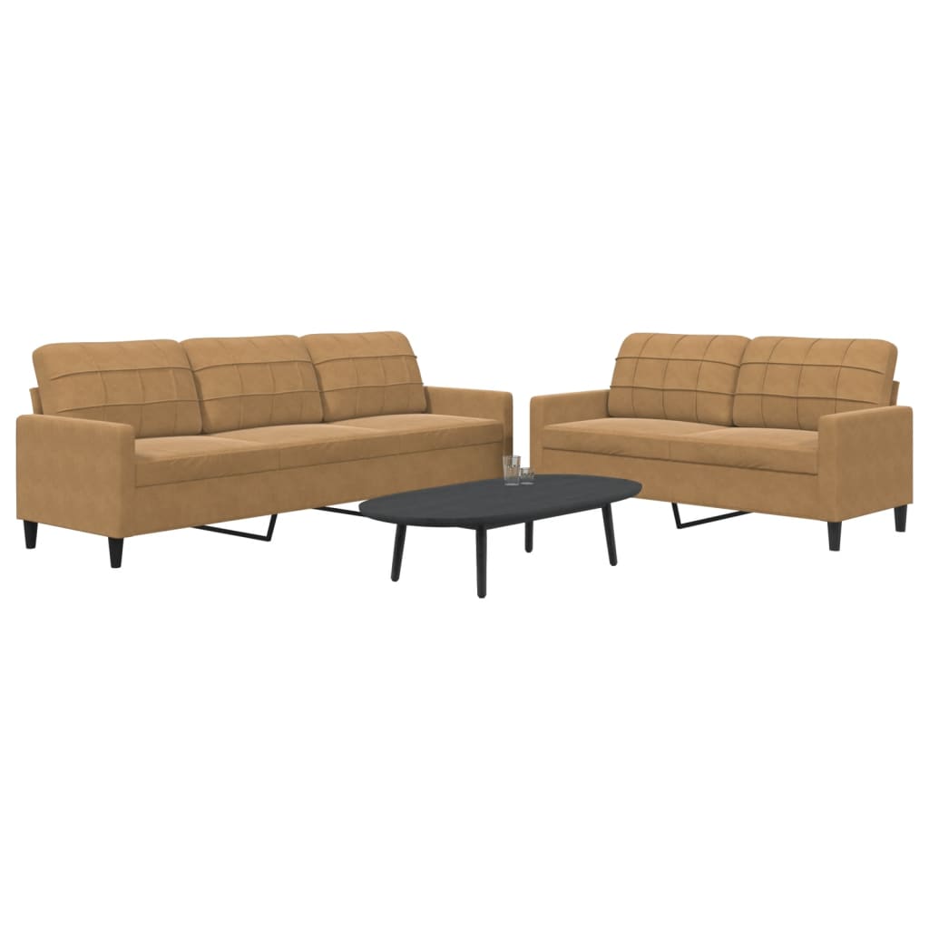 2-delige Loungeset met kussens fluweel bruin