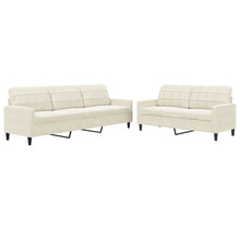 2-delige Loungeset met kussens fluweel crèmekleurig