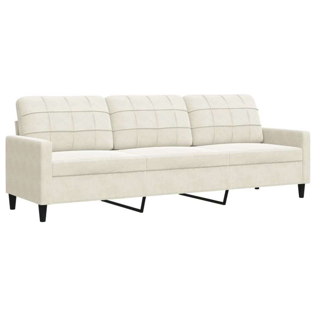 2-delige Loungeset met kussens fluweel crèmekleurig