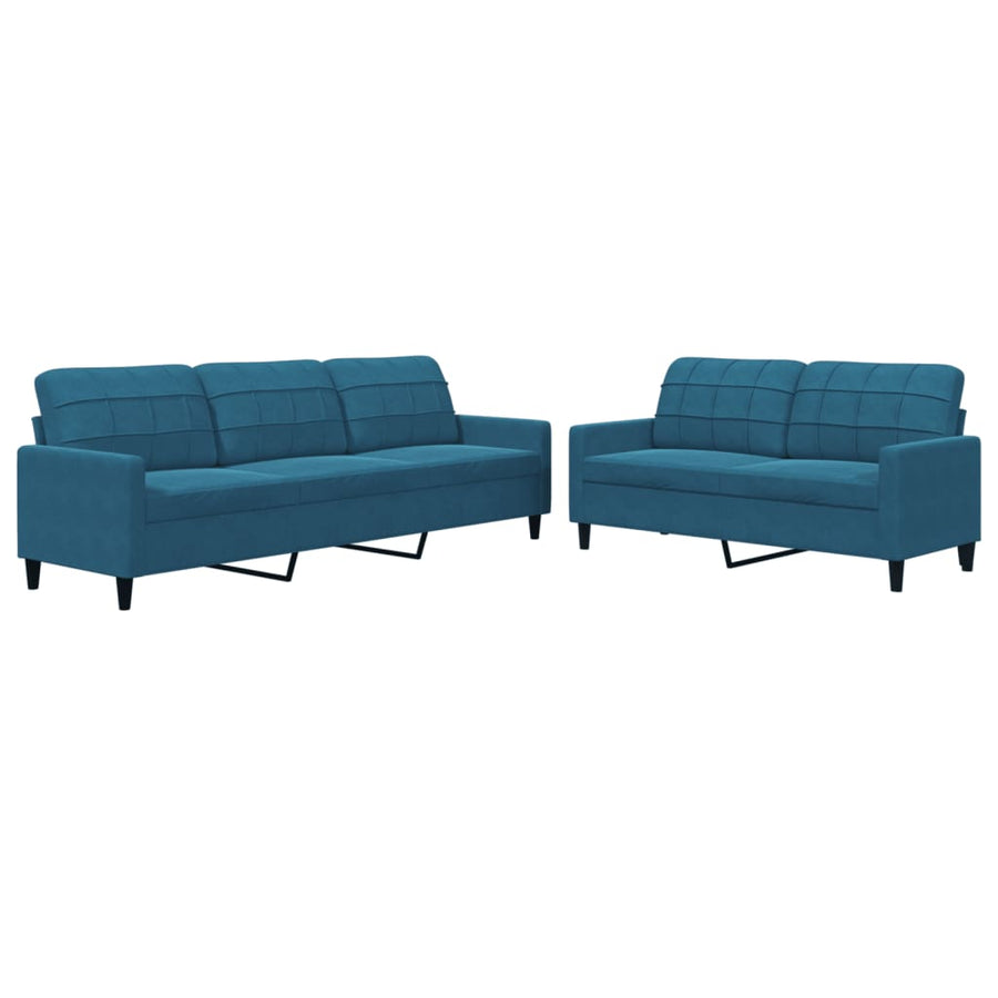 2-delige Loungeset met kussens fluweel blauw