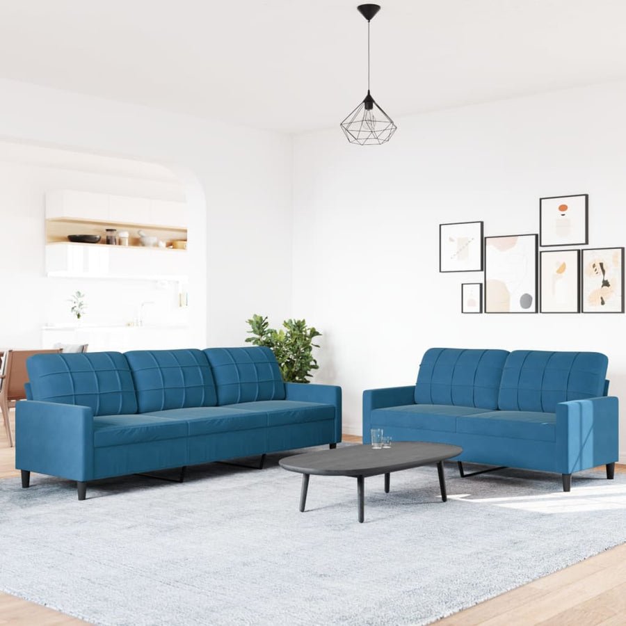 2-delige Loungeset met kussens fluweel blauw