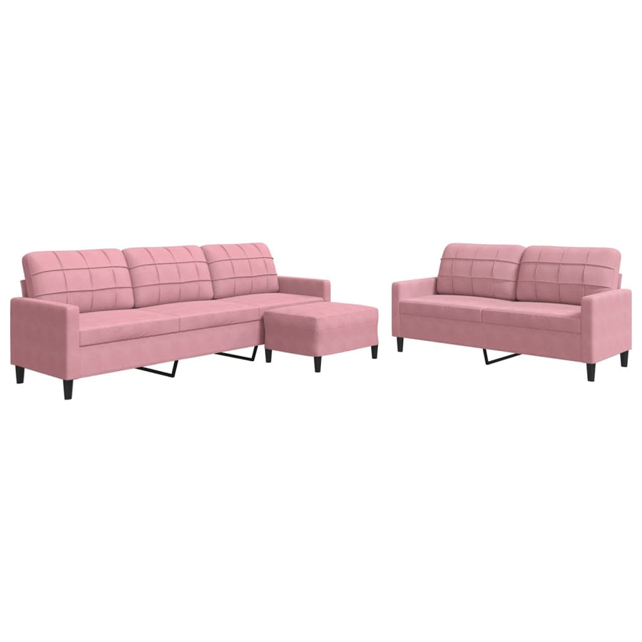 3-delige Loungeset met kussens fluweel roze