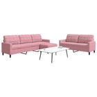 3-delige Loungeset met kussens fluweel roze