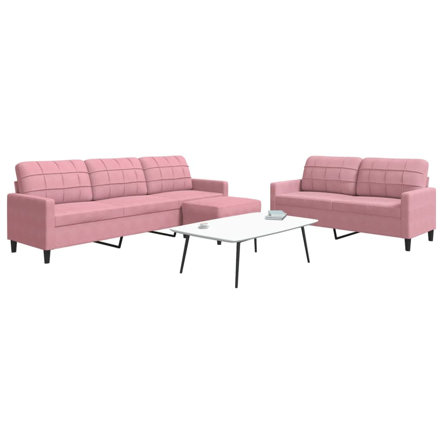 3-delige Loungeset met kussens fluweel roze
