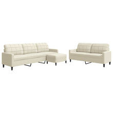 3-delige Loungeset met kussens fluweel crèmekleurig