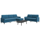 3-delige Loungeset met kussens fluweel blauw