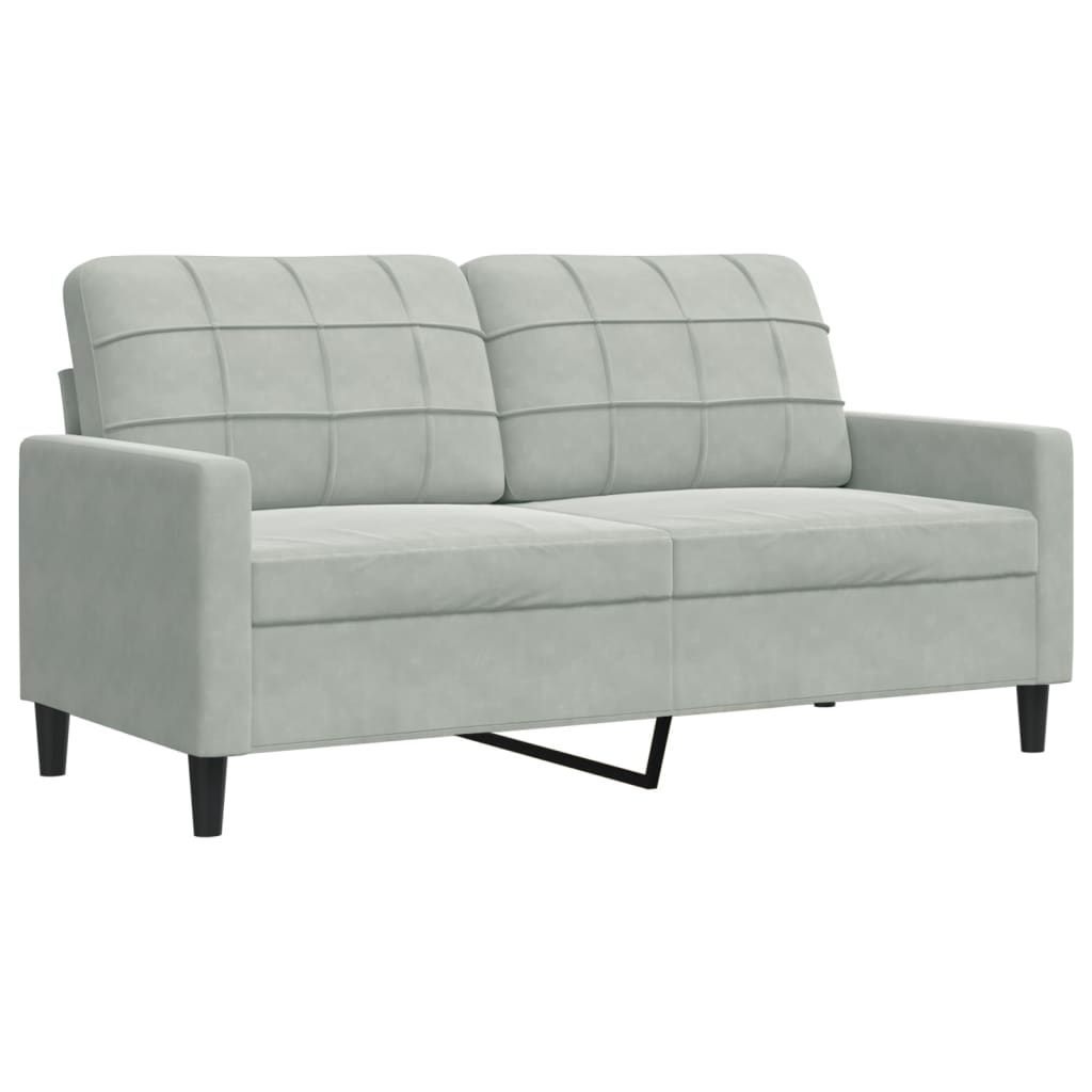 2-delige Loungeset met kussens en bolsters fluweel lichtgrijs