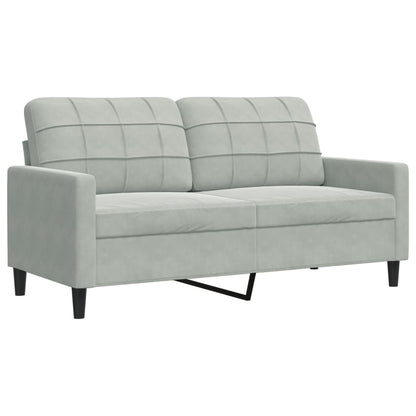2-delige Loungeset met kussens en bolsters fluweel lichtgrijs