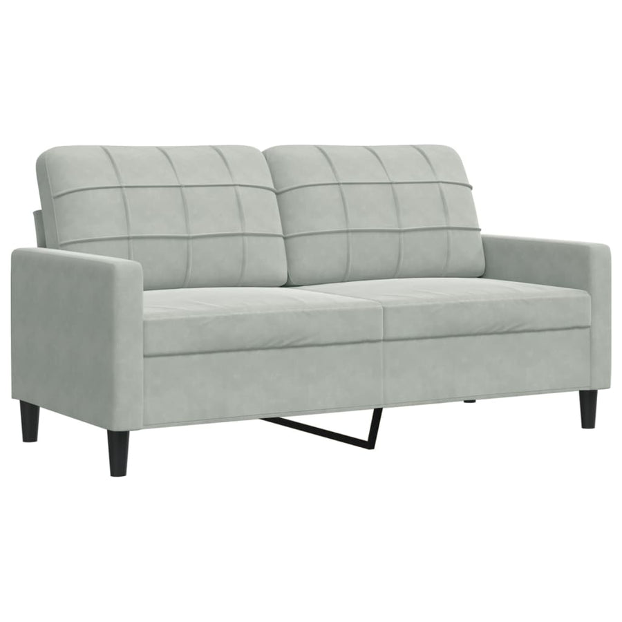 2-delige Loungeset met kussens en bolsters fluweel lichtgrijs