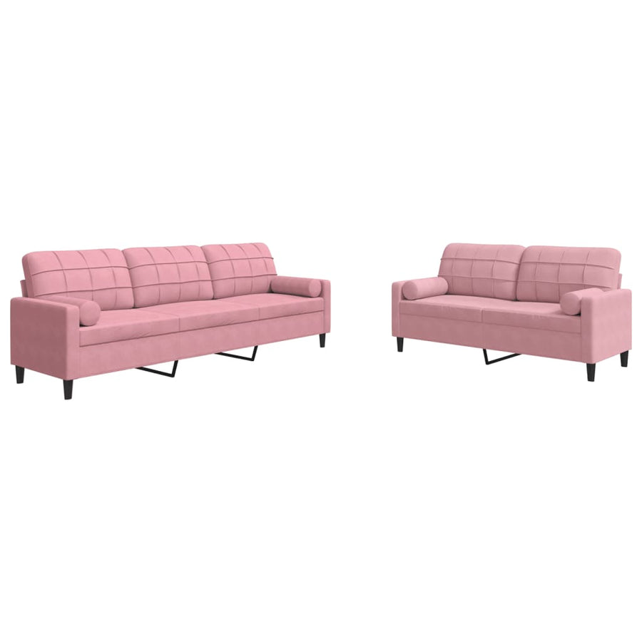 2-delige Loungeset met kussens en bolsters fluweel roze
