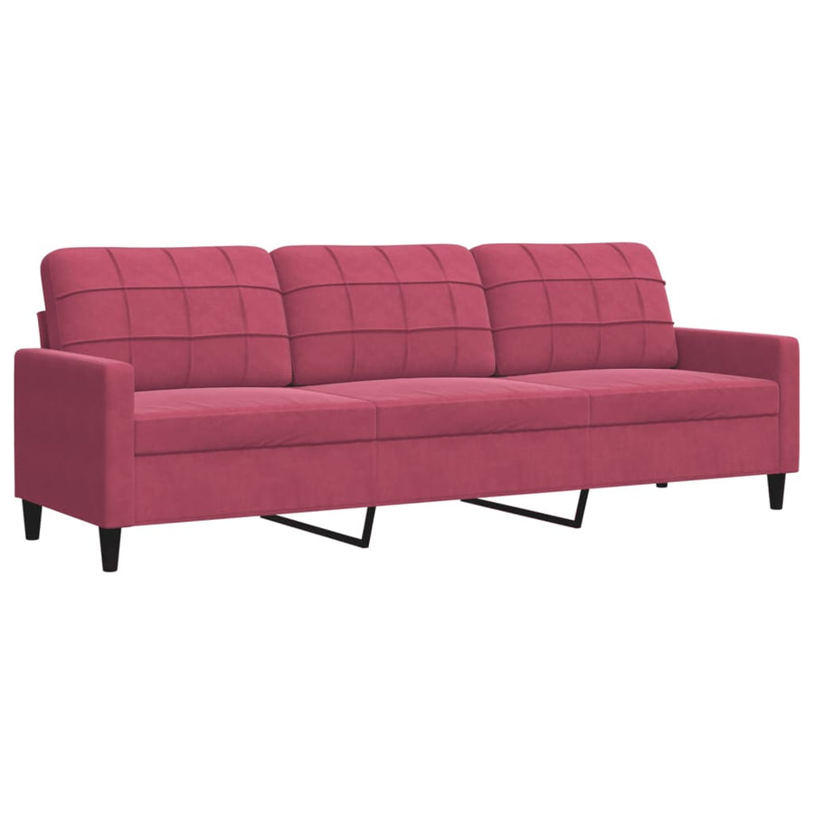 2-delige Loungeset met kussens en bolsters fluweel wijnrood