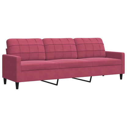 3-delige Loungeset met kussens en bolsters fluweel wijnrood