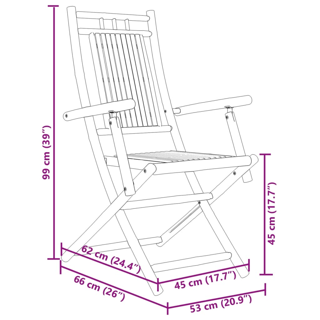 Tuinstoelen 4 st inklapbaar 53x66x99 bamboe