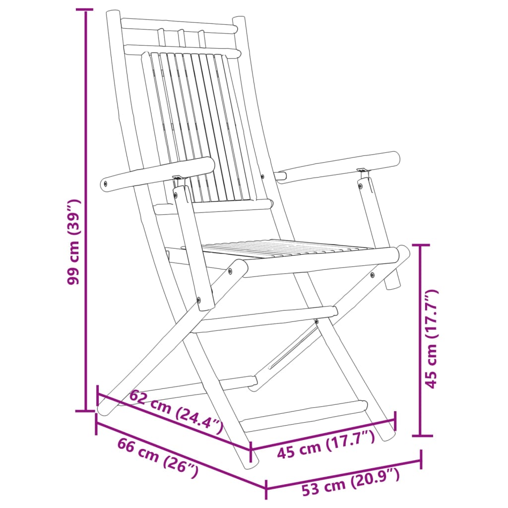 Tuinstoelen 6 st inklapbaar 53x66x99 bamboe