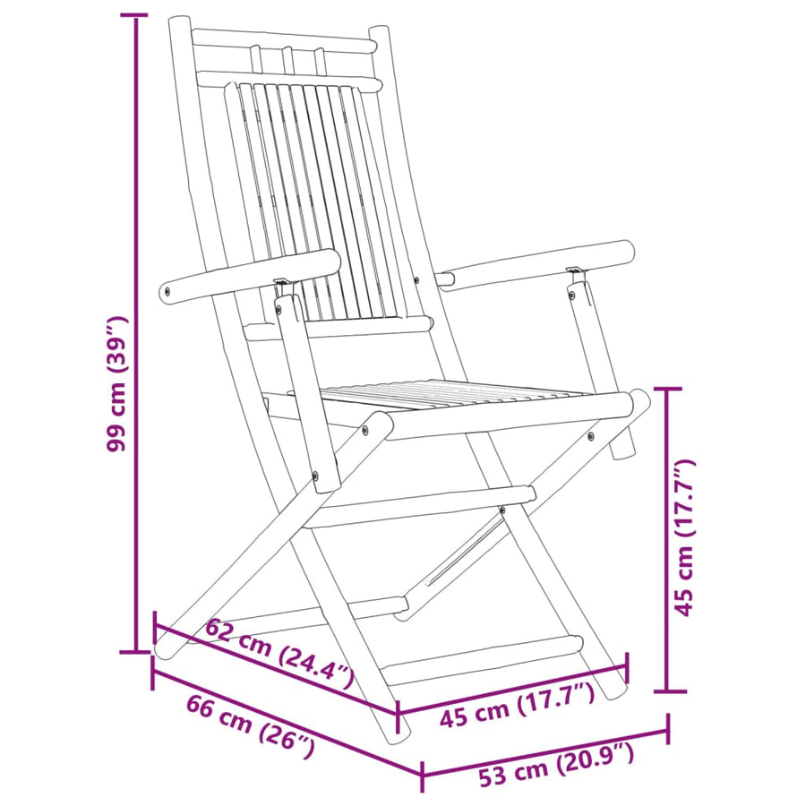 Tuinstoelen 8 st inklapbaar 53x66x99 bamboe