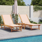 Sunloungers 2 pcs solid acacia wood and textilene cream