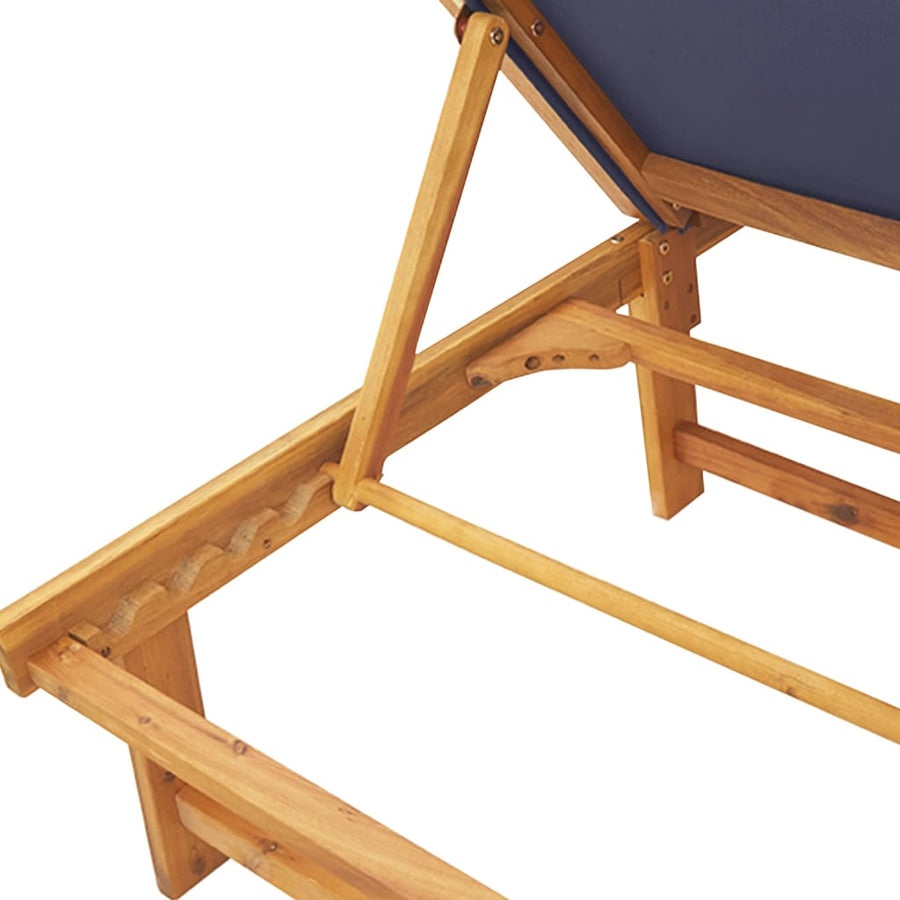 Ligbedden 2 st met tafel massief acaciahout en textileen blauw