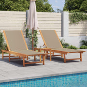 Ligbedden 2 st met tafel massief acaciahout taupe