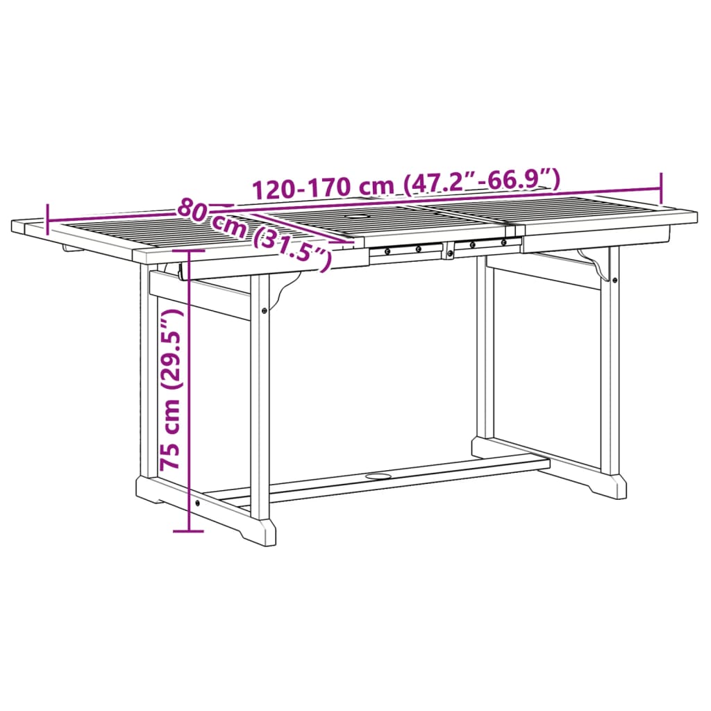 7-delige Tuinset massief acaciahout en textileen