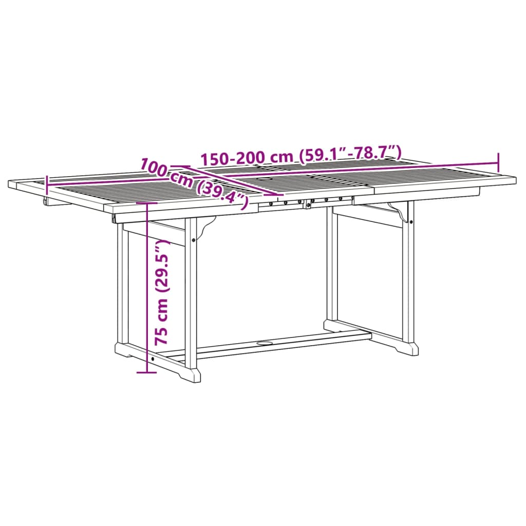 7-delige Tuinset massief acaciahout en textileen