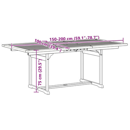 7-delige Tuinset massief acaciahout en textileen