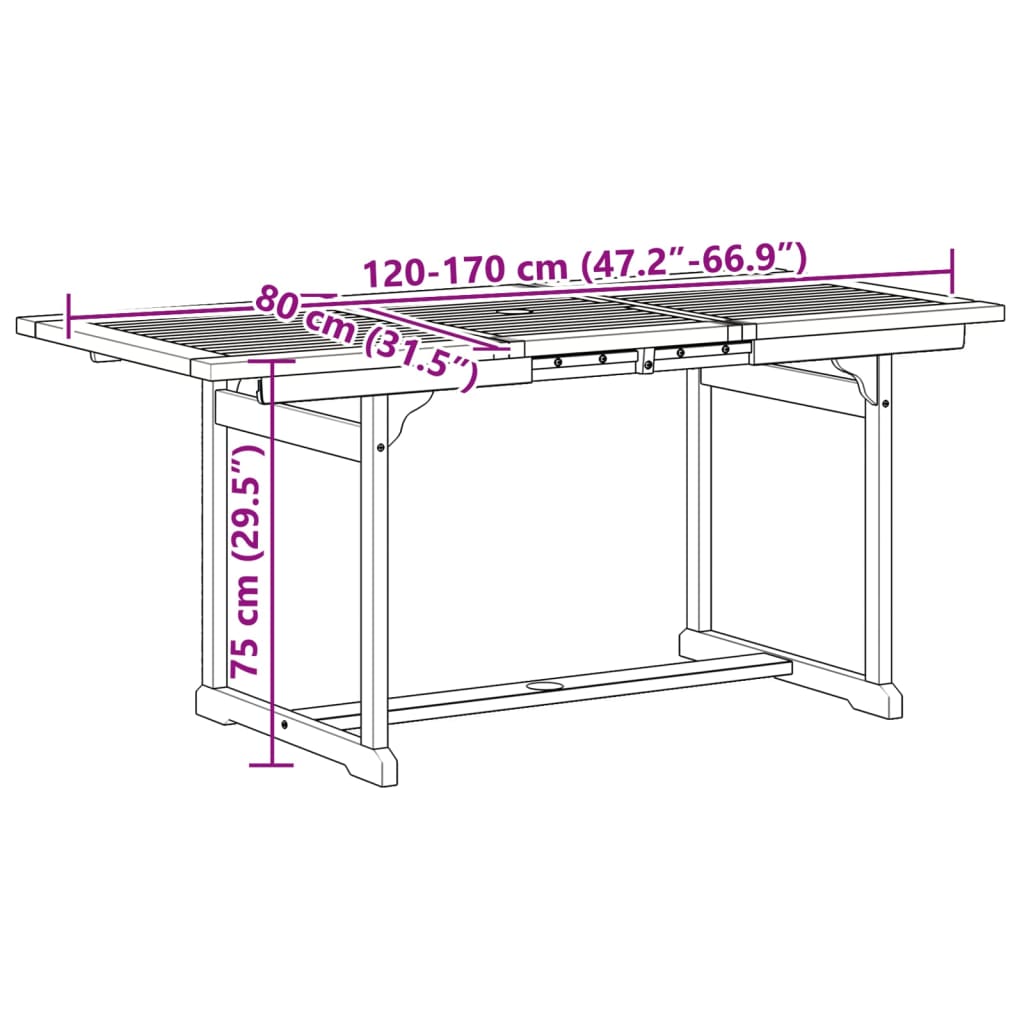 7-delige Tuinset massief acaciahout en textileen
