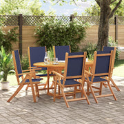 Tuinset 7-delig massief acaciahout textileen blauw