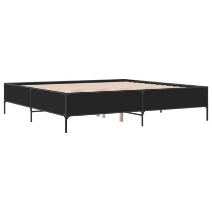 Bedframe bewerkt hout metaal zwart 200x200 cm