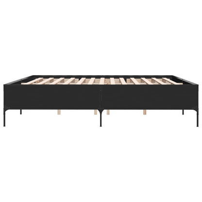 Bedframe bewerkt hout metaal zwart 200x200 cm