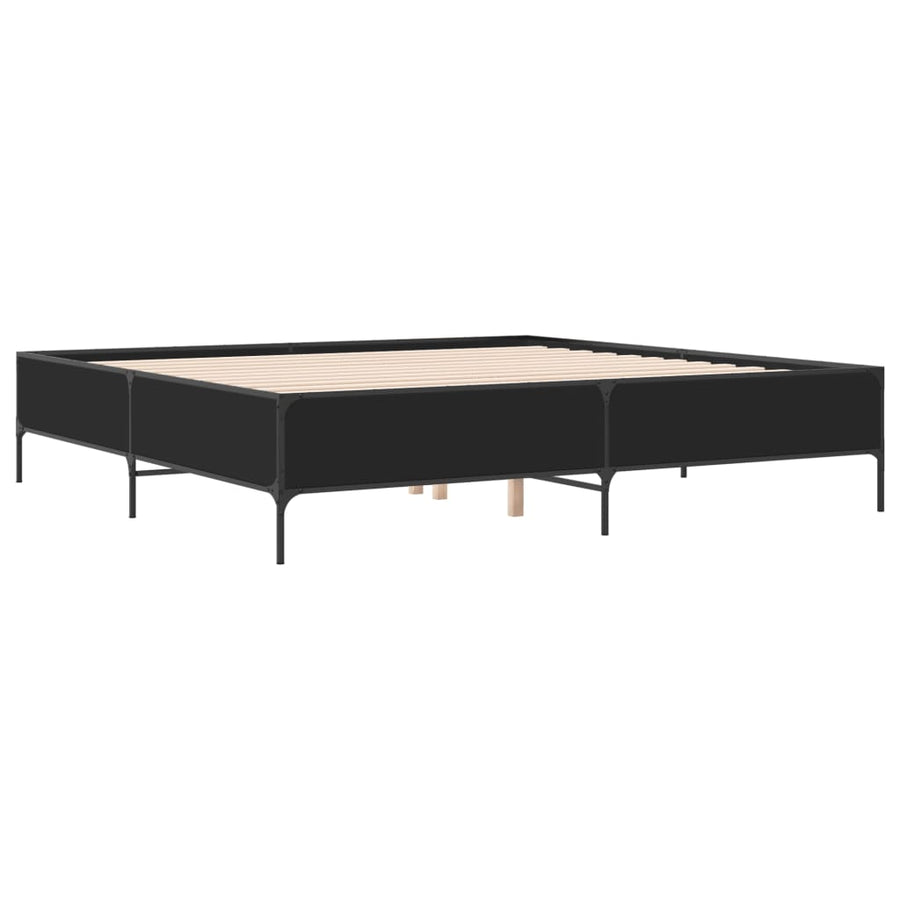 Bedframe bewerkt hout metaal zwart 200x200 cm