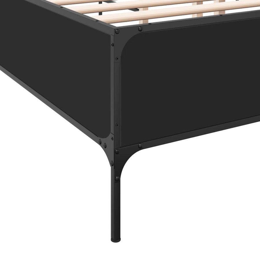 Bedframe bewerkt hout metaal zwart 200x200 cm