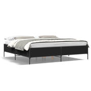 Bedframe 200x200 cm bewerkt hout metaal zwart