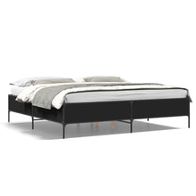 Bedframe bewerkt hout metaal zwart 200x200 cm