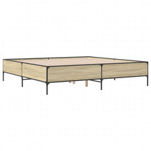 Bedframe bewerkt hout metaal sonoma eikenkleurig 200x200 cm